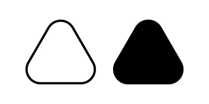 Triangular frame and shape with rounded corners. Outline and silhouette triangle figures isolated on white background. Empty road sign templates. graphic illustration vector