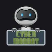 Robot promoting Cyber Monday sales vector