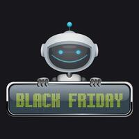 Robot holding Black Friday sign vector