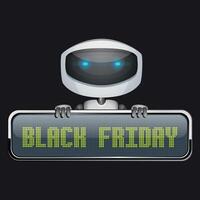 Robot sign displaying Black Friday vector