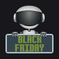Robot promoting Black Friday sales vector