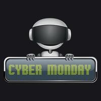Robot highlighting Cyber Monday sales vector