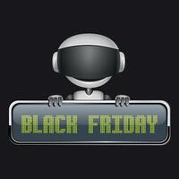 Robot promoting Black Friday sales vector