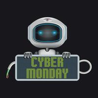 Robot with Cyber Monday sign vector