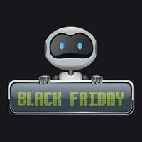 Robot holding a Black Friday sign vector