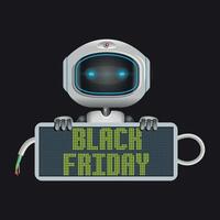 Robot holding Black Friday sign vector