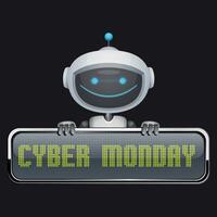 Robot holds Cyber Monday sign vector