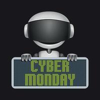 Robot announcing Cyber Monday sales vector