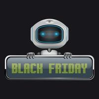 Robot with Black Friday sign vector
