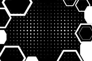 Hexagon background with black and white dots vector