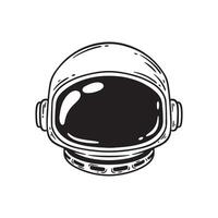 Astronaut helmet. Black and white illustration isolated on white background. vector