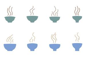 Variety of Bowl with Hot Steam Illustration Design vector