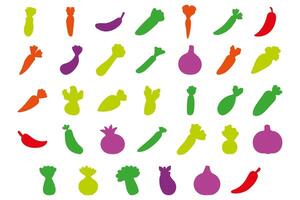 Vegetable Silhouette Icon Set Design vector