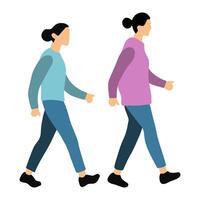 Illustration of Two Women Walking. A Joyful Friendship vector