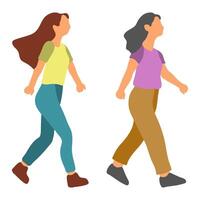 Illustration of Two Women Walking Activity vector