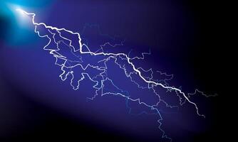 Electric Blue Horizontal Lightning Bolt on Dark Background vector