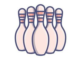 illustration of five bowling pins arranged in a triangular formation. Flat isolated design for sports icons, leisure graphics, games, and recreational activity visuals. vector