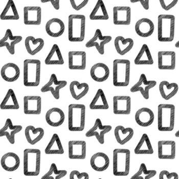 modelo de geométrico formas con resumen a rayas trazos rayas en el forma de geométrico objetos en un sin costura textura. embalaje, sombreado geométrico formas vector