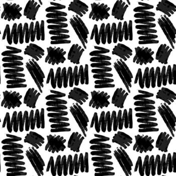 Abstract pattern with strokes, sketches in different directions. Wet brush to create clear and blurred colors. Repetitive pattern with hand-drawn effects. Seamless texture with poor printing, grunge vector