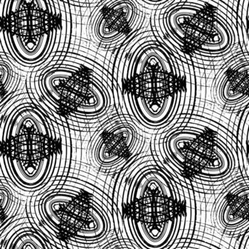 Pattern of oval texture with grunge lines. Unusual icon design. Seamless texture. Geometric line shape created with a wide, dry brush, poorly printed with a black line on a white background vector