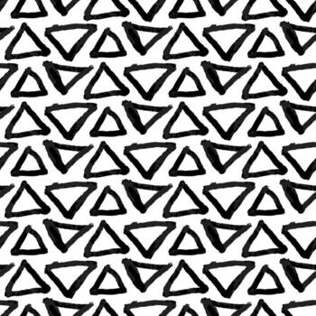 Abstract pattern with triangles of different directions. Wet brush with clear and blurred colors. Monochrome artistic. Repetitive pattern hand-drawn effects. Seamless texture of poor printing, grunge vector