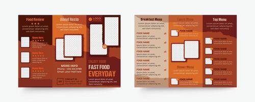 Fast food restaurant trifold brochure design template vector