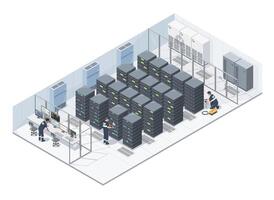 técnicos supervisión y mantener alto actuación servidor infraestructura dentro un seguro datos centrar instalaciones con moderno aire enfriamiento sistemas vector