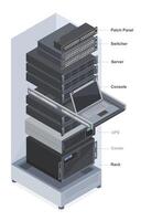 Server rack with networking equipment illustration vector