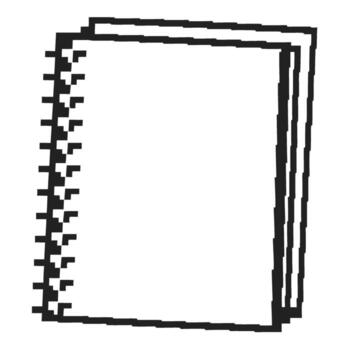 Blank spiral bound notebook icon isolated on white simple outline sketch, school notepad, office paper supply, minimal vector