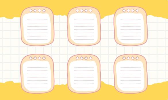 Set of Playful Digital Memo Notes with Torn Edges and Lined Space on a Cheerful Yellow Background vector