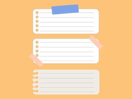 Three colorful note cards vector