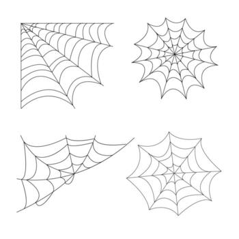 Víspera de Todos los Santos conjunto de cuatro telaraña aislado en blanco antecedentes. web para telaraña de miedo diseño valores ilustración vector