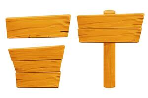 Three wooden signboards in different shapes vector