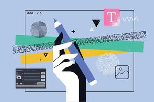 Hand holding a graphic design pen vector