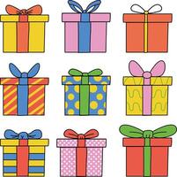 Colorful gift boxes with decorative bows vector