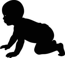 Silhouette of a baby crawling forward on a white background vector
