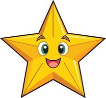 Cartoon star with a happy face and big eyes vector