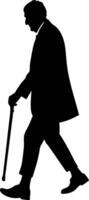 Silhouette of a Gentleman Walking with a Cane vector