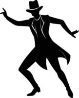 Silhouette of a dancer in a top hat and tails vector