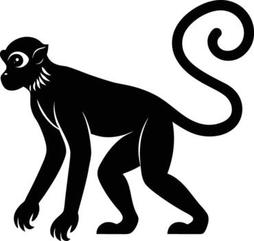 Stylized Silhouette of a Curious Monkey in a Dynamic Pose vector