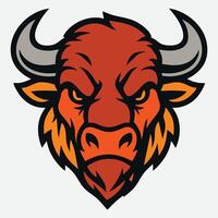 Fierce bull head emblem animal mascot vector
