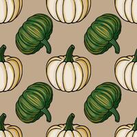 Colorful pumpkins pattern on neutral background vector
