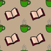 Coffee and book pattern vector
