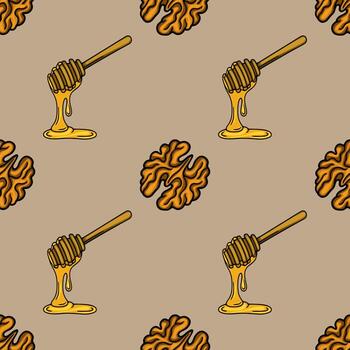 Honey and brain pattern design vector