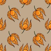 Pattern of orange leaves and fruits vector