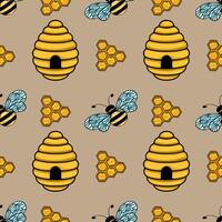 Bee and honeycomb pattern design vector