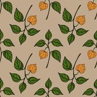 Colorful floral pattern with orange blooms vector