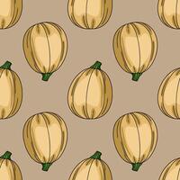Creamy pumpkin pattern on a brown background vector