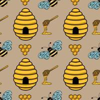 Bee and honeycomb pattern illustration vector