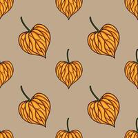 Autumn leaf design pattern on beige vector